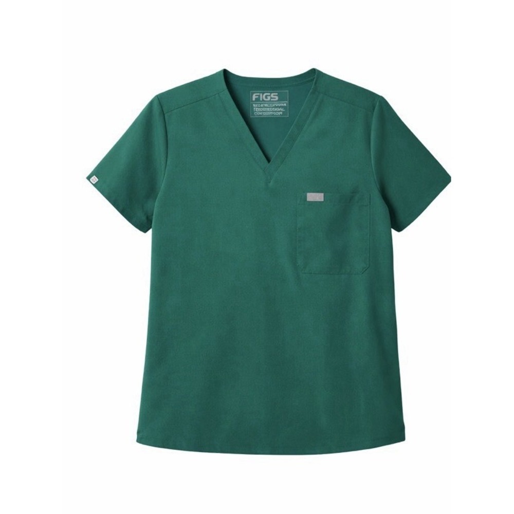 FIGS Scrub Top Adults Size 2XL XXL Green Technical Collection Pocket VNeck